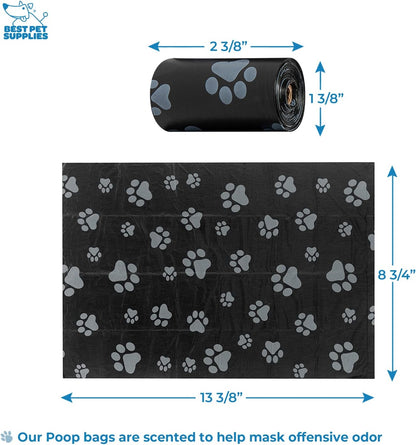 Best Pet Supplies Dog Poop Bag Holder Leash Attachment with Reusable Dispenser for Travel, Walking, Park, and Outdoor Use, Durable with Clip-On - Prussian Blue, Mesh Dispenser w/15 Bags