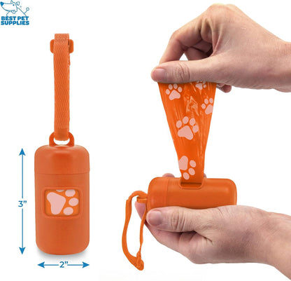 Best Pet Supplies Dog Poop Bag Holder Leash Attachment with Reusable Dispenser for Travel, Walking, Park, and Outdoor Use, Durable with Clip-On - Prussian Blue, Mesh Dispenser w/15 Bags
