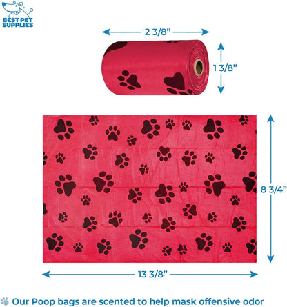 Best Pet Supplies Dog Poop Bag Holder Leash Attachment with Reusable Dispenser for Travel, Walking, Park, and Outdoor Use, Durable with Clip-On - Prussian Blue, Mesh Dispenser w/15 Bags