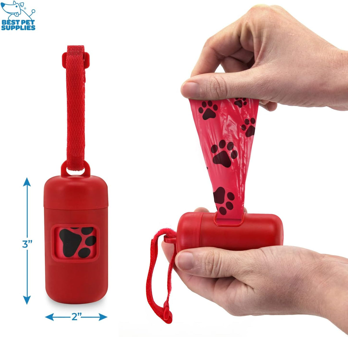 Best Pet Supplies Dog Poop Bag Holder Leash Attachment with Reusable Dispenser for Travel, Walking, Park, and Outdoor Use, Durable with Clip-On - Prussian Blue, Mesh Dispenser w/15 Bags
