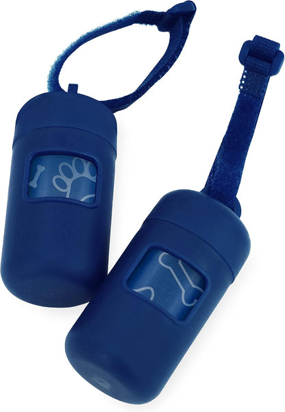 Best Pet Supplies Dog Poop Bag Holder Leash Attachment with Reusable Dispenser for Travel, Walking, Park, and Outdoor Use, Durable with Clip-On - Prussian Blue, Mesh Dispenser w/15 Bags