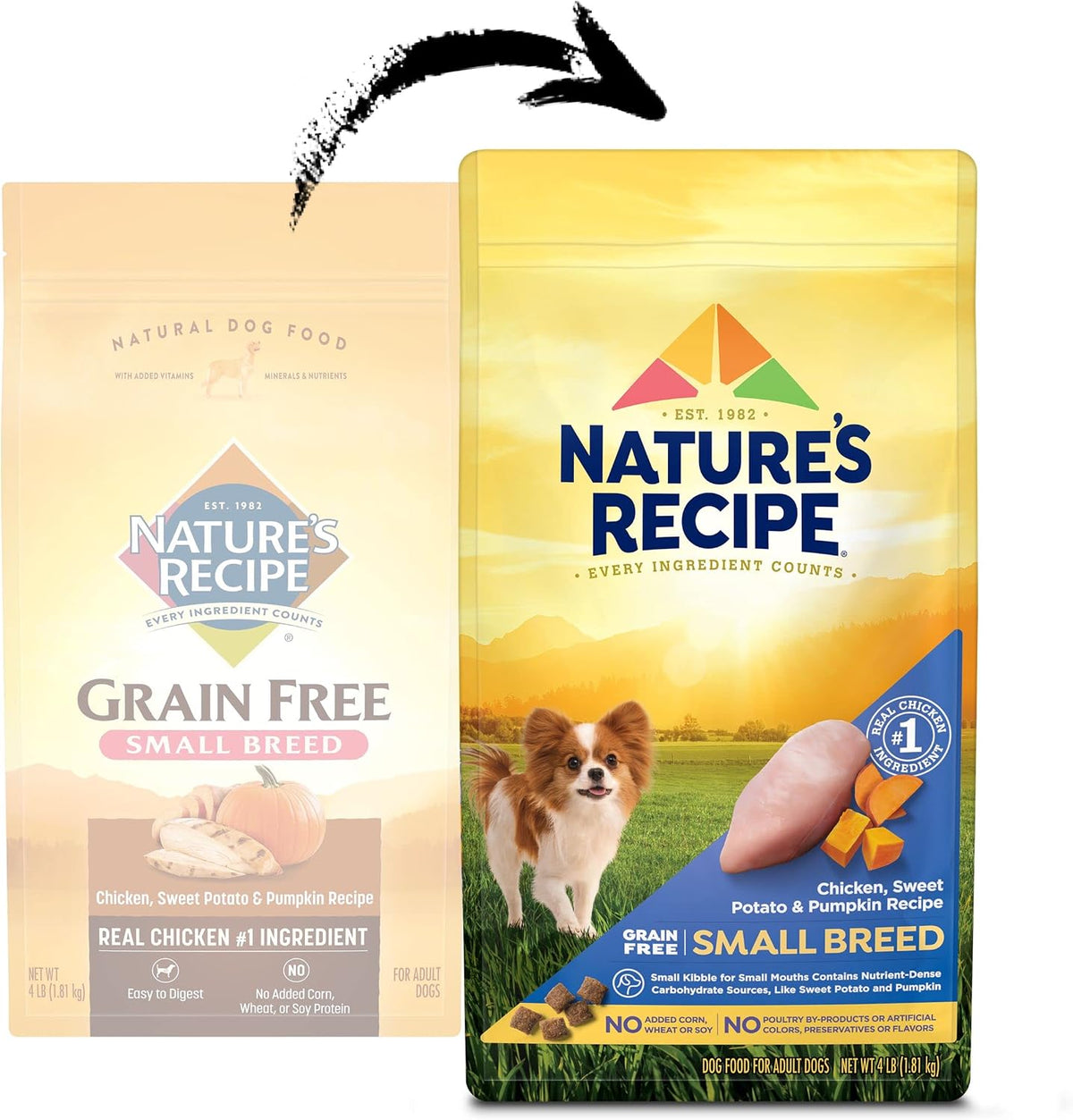 Grain Free Small Breed Dry Dog Food, Chicken, Sweet Potato & Pumpkin Recipe, 4 lb. Bag