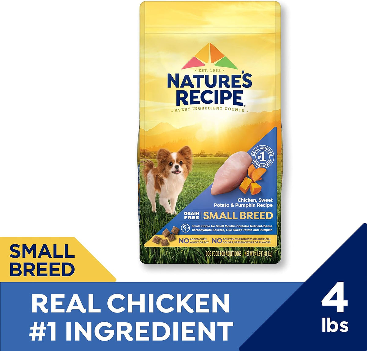 Grain Free Small Breed Dry Dog Food, Chicken, Sweet Potato & Pumpkin Recipe, 4 lb. Bag