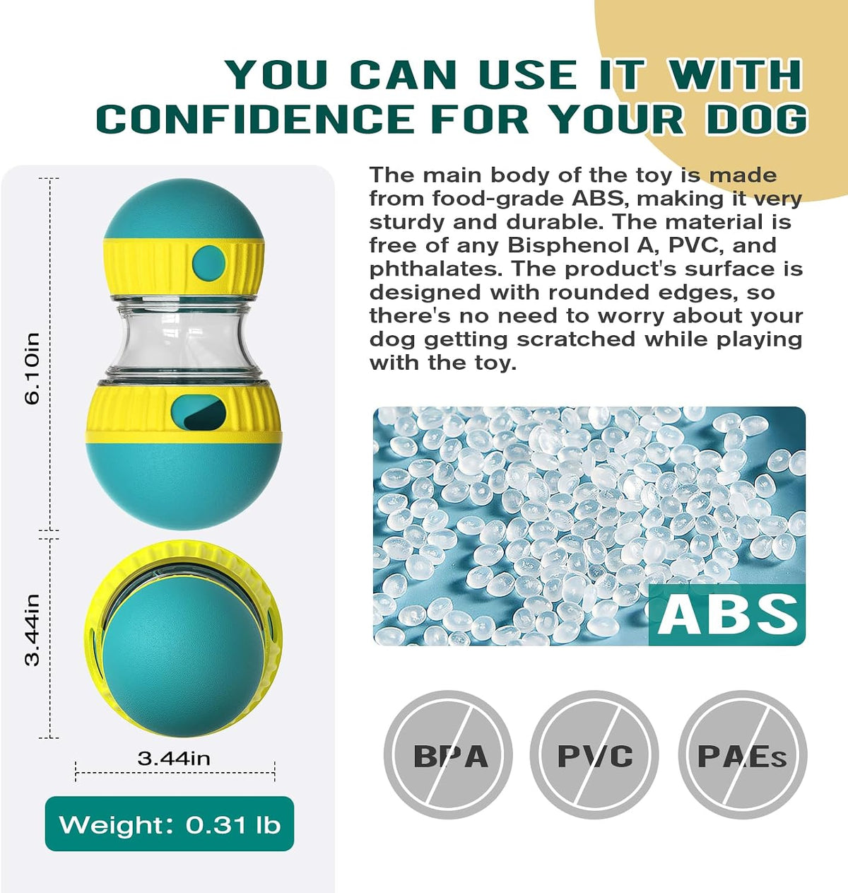 Dog Puzzle Toy Adjustable Treat Dispensing Ball Food Dispenser Tough Slow Feeder Puppy Enrichment Training Toy Pet Interactive Chase Toys for Small Medium Large Dogs to Keep Them Busy, Green