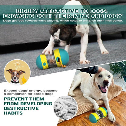 Dog Puzzle Toy Adjustable Treat Dispensing Ball Food Dispenser Tough Slow Feeder Puppy Enrichment Training Toy Pet Interactive Chase Toys for Small Medium Large Dogs to Keep Them Busy, Green