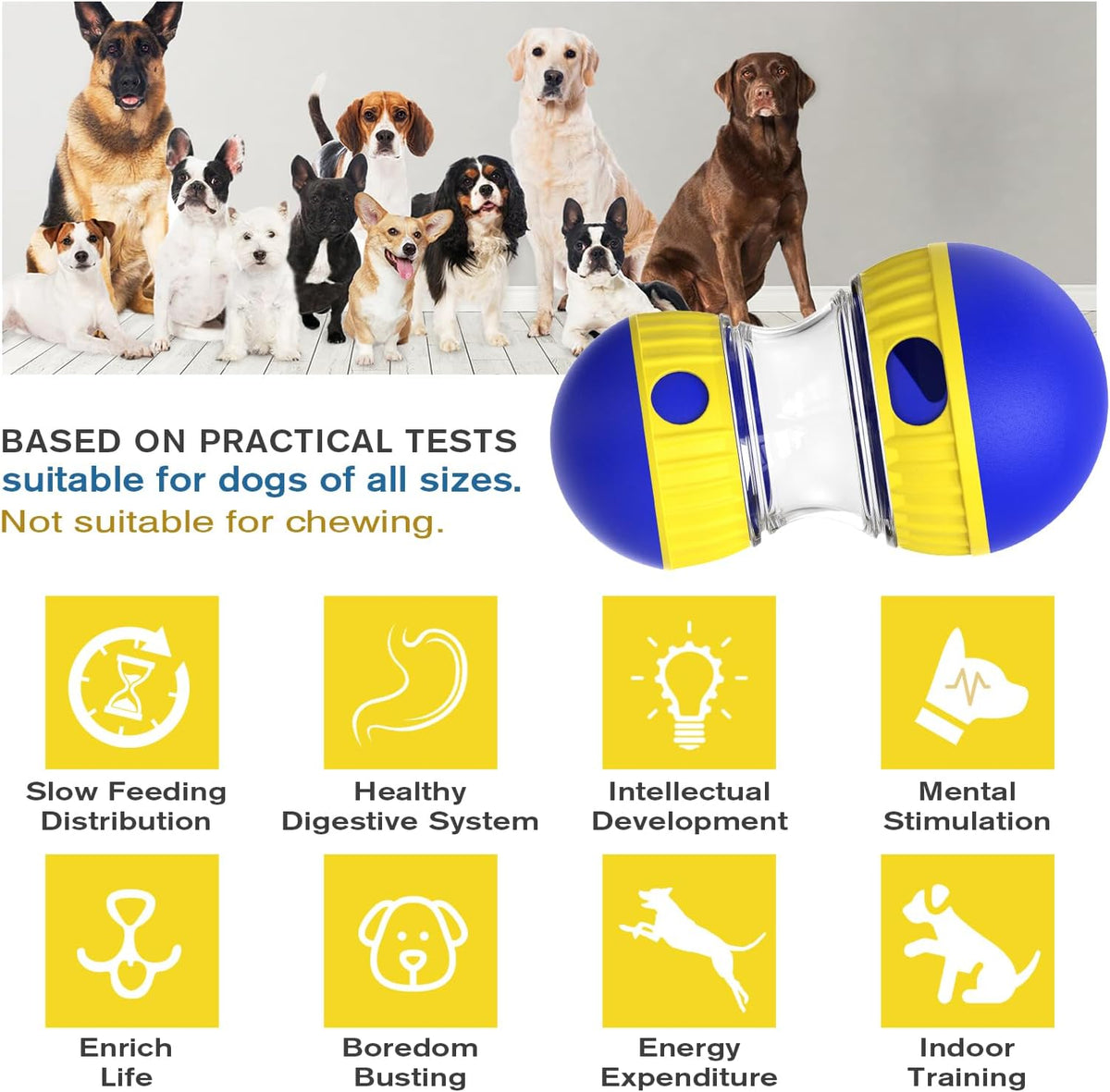 Dog Puzzle Toy Adjustable Treat Dispensing Ball Food Dispenser Tough Slow Feeder Puppy Enrichment Training Toy Pet Interactive Chase Toys for Small Medium Large Dogs to Keep Them Busy, Green