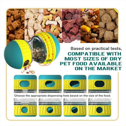 Dog Puzzle Toy Adjustable Treat Dispensing Ball Food Dispenser Tough Slow Feeder Puppy Enrichment Training Toy Pet Interactive Chase Toys for Small Medium Large Dogs to Keep Them Busy, Green