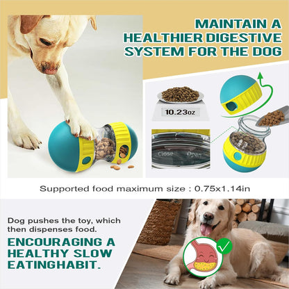 Dog Puzzle Toy Adjustable Treat Dispensing Ball Food Dispenser Tough Slow Feeder Puppy Enrichment Training Toy Pet Interactive Chase Toys for Small Medium Large Dogs to Keep Them Busy, Green