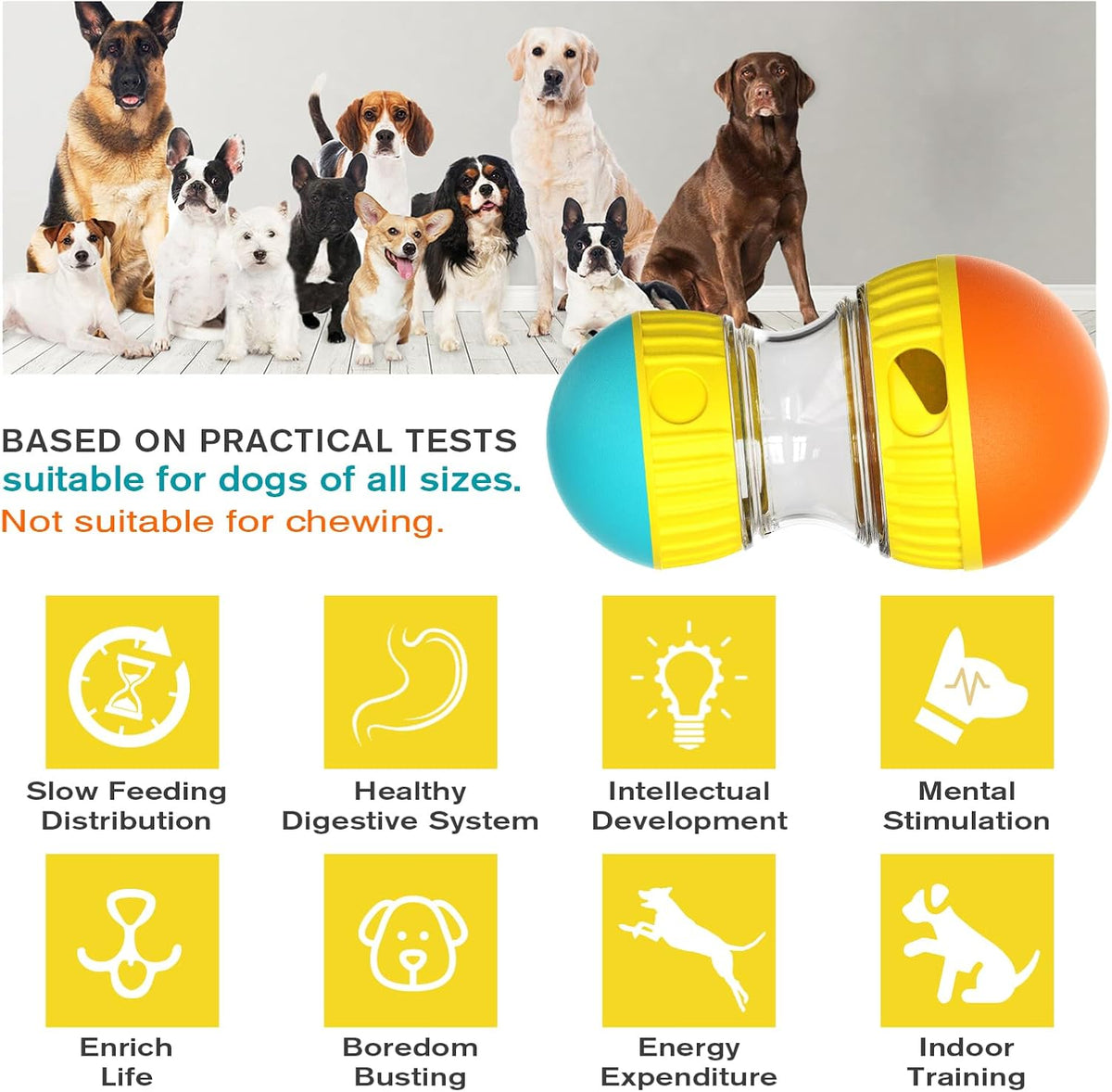 Dog Puzzle Toy Adjustable Treat Dispensing Ball Food Dispenser Tough Slow Feeder Puppy Enrichment Training Toy Pet Interactive Chase Toys for Small Medium Large Dogs to Keep Them Busy, Green
