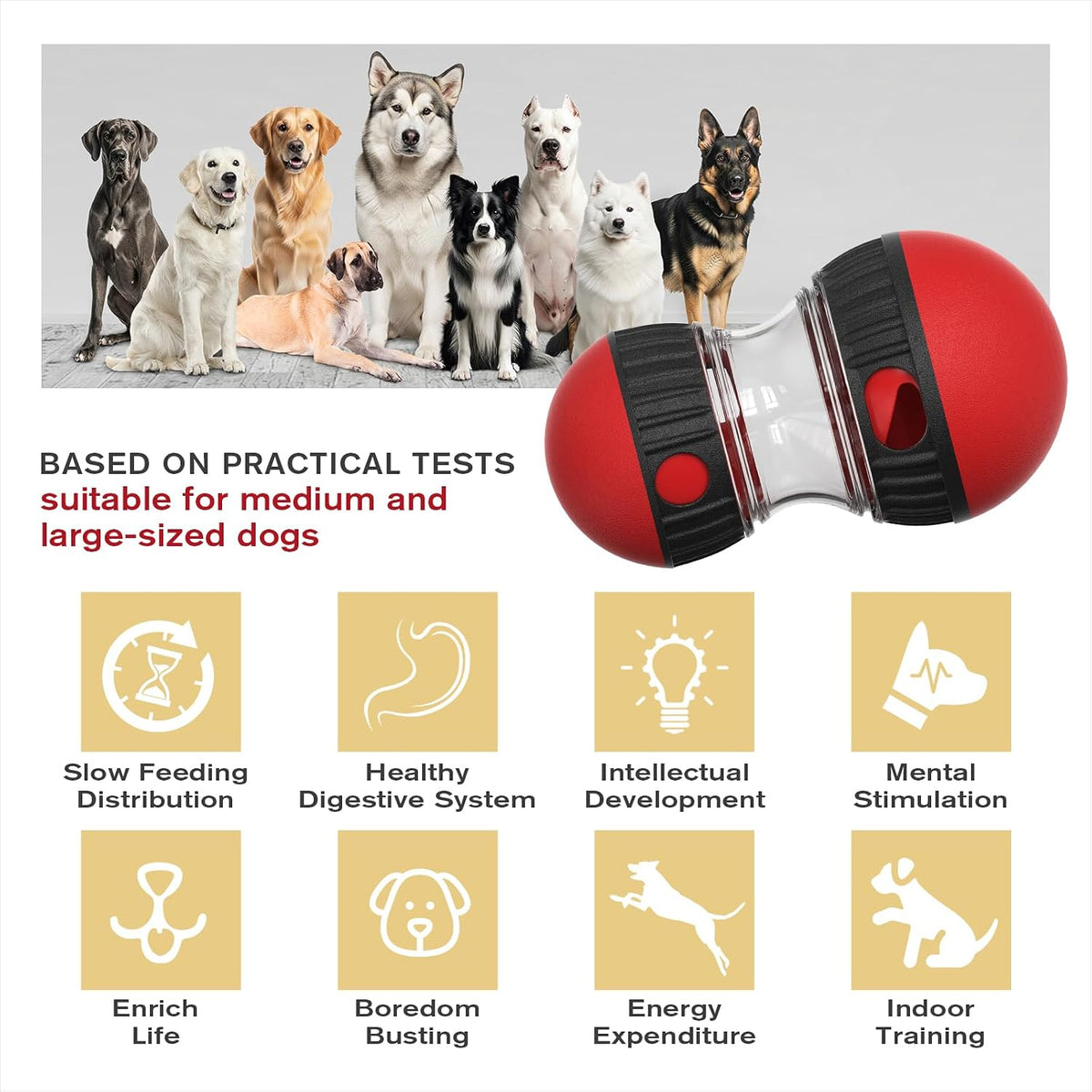 Dog Puzzle Toy Adjustable Treat Dispensing Ball Food Dispenser Tough Slow Feeder Puppy Enrichment Training Toy Pet Interactive Chase Toys for Small Medium Large Dogs to Keep Them Busy, Green