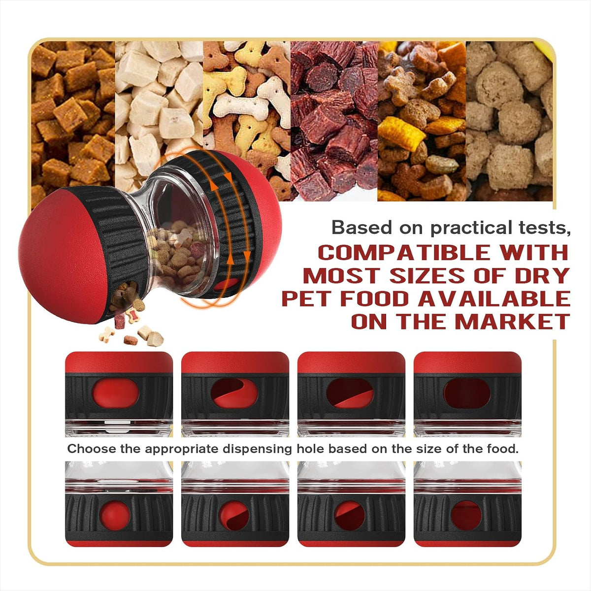 Dog Puzzle Toy Adjustable Treat Dispensing Ball Food Dispenser Tough Slow Feeder Puppy Enrichment Training Toy Pet Interactive Chase Toys for Small Medium Large Dogs to Keep Them Busy, Green