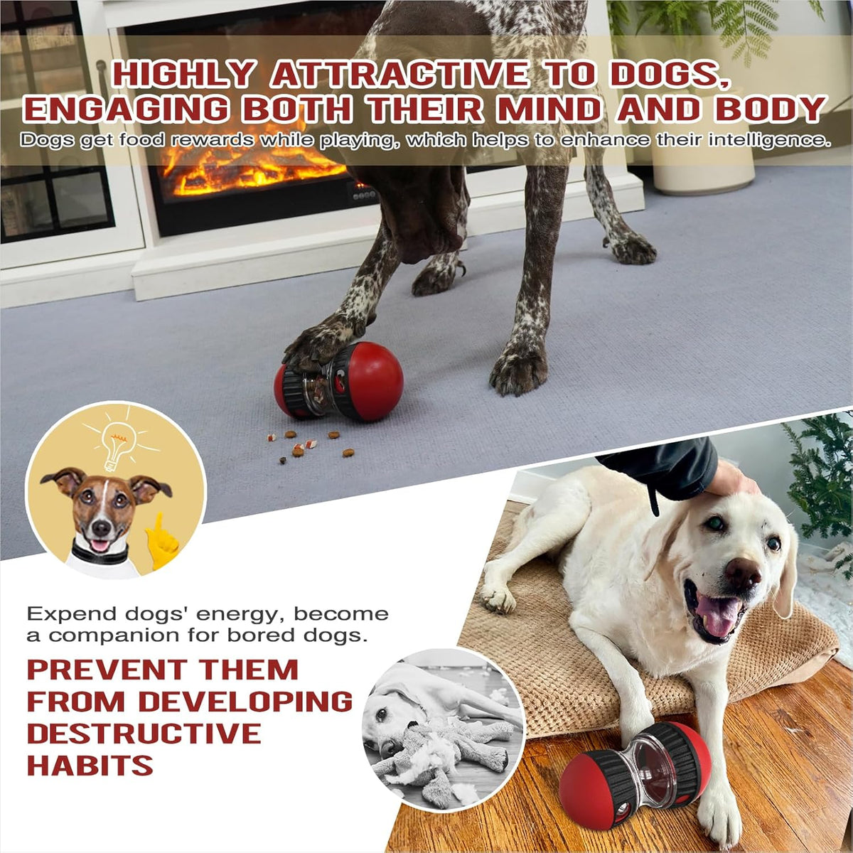Dog Puzzle Toy Adjustable Treat Dispensing Ball Food Dispenser Tough Slow Feeder Puppy Enrichment Training Toy Pet Interactive Chase Toys for Small Medium Large Dogs to Keep Them Busy, Green