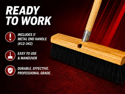 84-787 Floor Broom - 3" Horsehair Bristles - 24" - 60" Wd Hdl , Brown