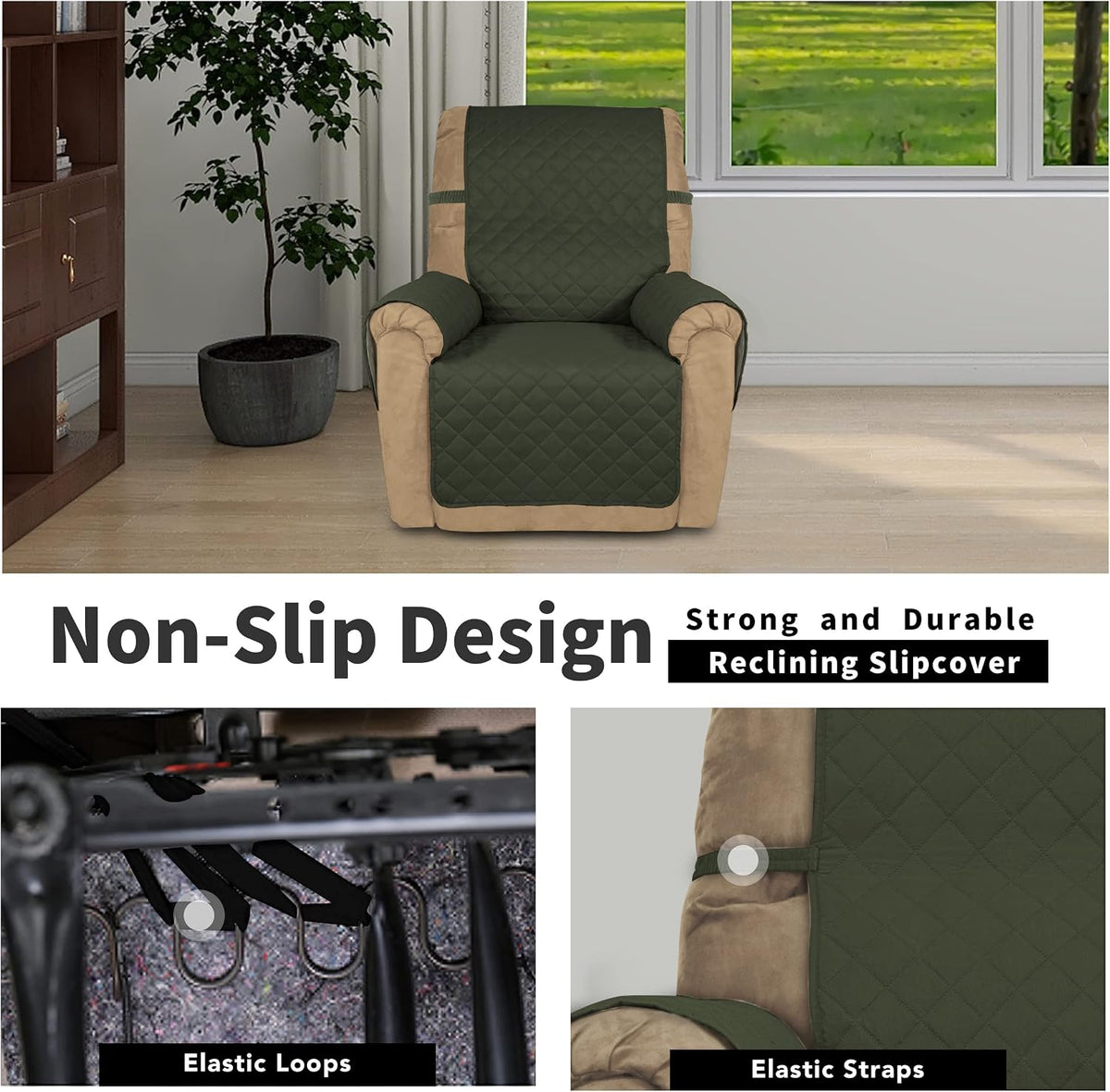Reversible Couch Cover, 3 Cushion Sofa, Large, Chocolate/Beige | Machine Washable Slipcover For Dogs, Water Resistant Furniture Mat For Living Room, Non-Slip Sofa Cover, Pet Friendly - Colors A