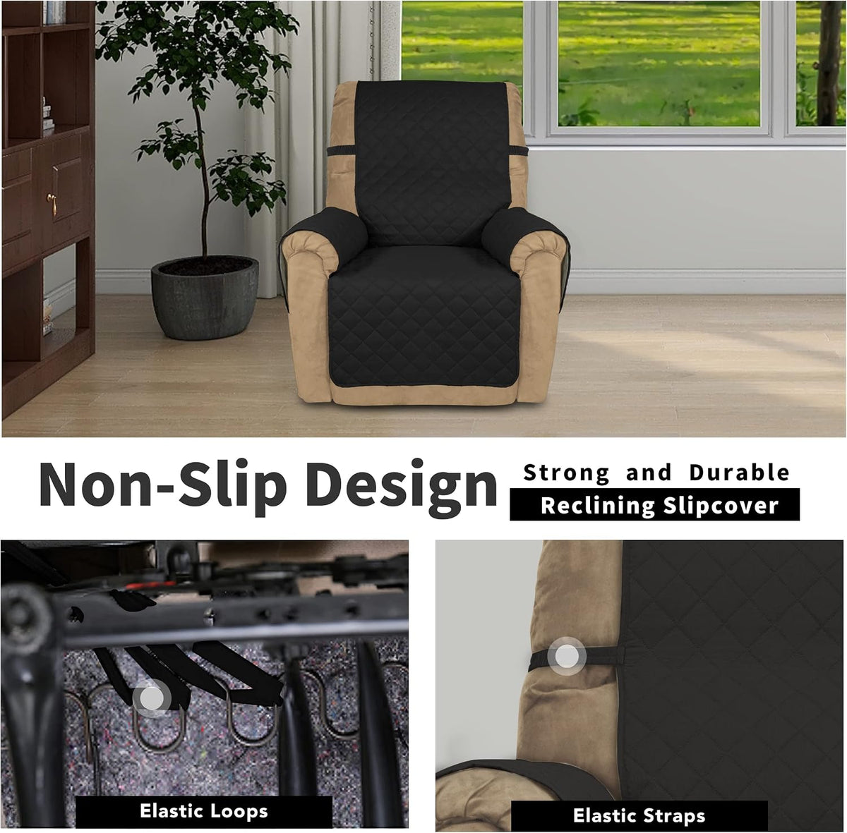 Reversible Couch Cover, 3 Cushion Sofa, Large, Chocolate/Beige | Machine Washable Slipcover For Dogs, Water Resistant Furniture Mat For Living Room, Non-Slip Sofa Cover, Pet Friendly - Colors A
