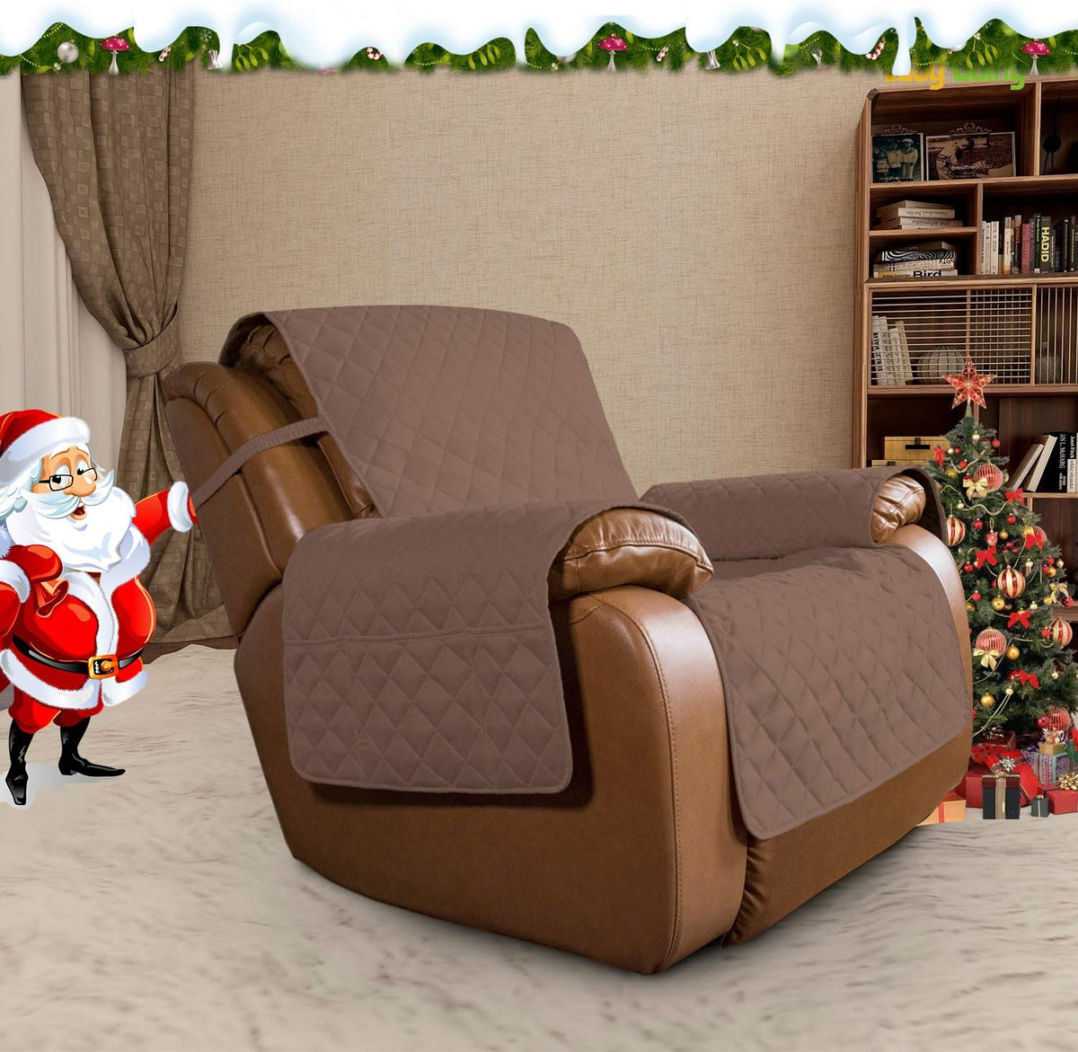 Reversible Couch Cover, 3 Cushion Sofa, Large, Chocolate/Beige | Machine Washable Slipcover For Dogs, Water Resistant Furniture Mat For Living Room, Non-Slip Sofa Cover, Pet Friendly - Colors A