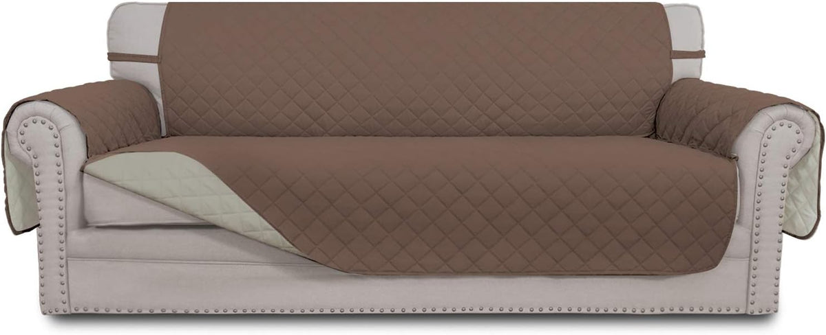 Reversible Couch Cover, 3 Cushion Sofa, Large, Chocolate/Beige | Machine Washable Slipcover For Dogs, Water Resistant Furniture Mat For Living Room, Non-Slip Sofa Cover, Pet Friendly - Colors A