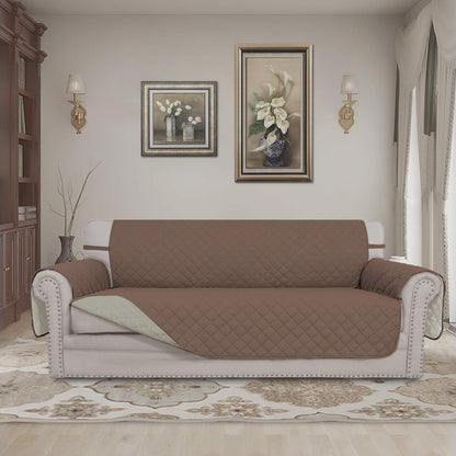 Reversible Couch Cover, 3 Cushion Sofa, Large, Chocolate/Beige | Machine Washable Slipcover For Dogs, Water Resistant Furniture Mat For Living Room, Non-Slip Sofa Cover, Pet Friendly - Colors A