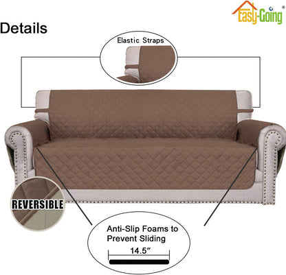 Reversible Couch Cover, 3 Cushion Sofa, Large, Chocolate/Beige | Machine Washable Slipcover For Dogs, Water Resistant Furniture Mat For Living Room, Non-Slip Sofa Cover, Pet Friendly - Colors A