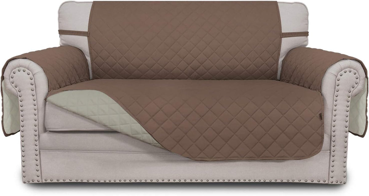 Reversible Couch Cover, 3 Cushion Sofa, Large, Chocolate/Beige | Machine Washable Slipcover For Dogs, Water Resistant Furniture Mat For Living Room, Non-Slip Sofa Cover, Pet Friendly - Colors A