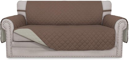 Reversible Couch Cover, 3 Cushion Sofa, Large, Chocolate/Beige | Machine Washable Slipcover For Dogs, Water Resistant Furniture Mat For Living Room, Non-Slip Sofa Cover, Pet Friendly - Colors A