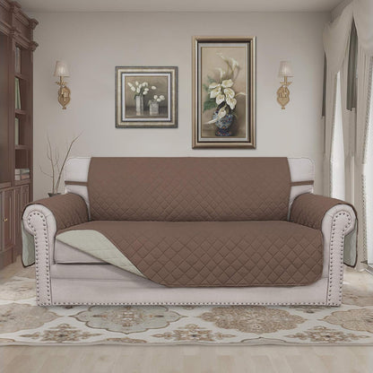 Reversible Couch Cover, 3 Cushion Sofa, Large, Chocolate/Beige | Machine Washable Slipcover For Dogs, Water Resistant Furniture Mat For Living Room, Non-Slip Sofa Cover, Pet Friendly - Colors A