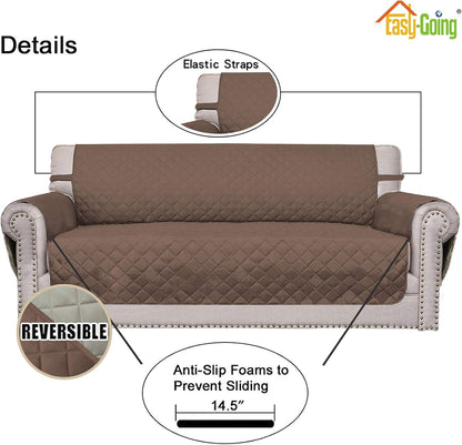 Reversible Couch Cover, 3 Cushion Sofa, Large, Chocolate/Beige | Machine Washable Slipcover For Dogs, Water Resistant Furniture Mat For Living Room, Non-Slip Sofa Cover, Pet Friendly - Colors A