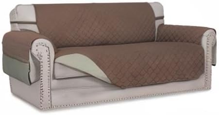 Reversible Couch Cover, 3 Cushion Sofa, Large, Chocolate/Beige | Machine Washable Slipcover For Dogs, Water Resistant Furniture Mat For Living Room, Non-Slip Sofa Cover, Pet Friendly - Colors A