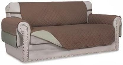 Reversible Couch Cover, 3 Cushion Sofa, Large, Chocolate/Beige | Machine Washable Slipcover For Dogs, Water Resistant Furniture Mat For Living Room, Non-Slip Sofa Cover, Pet Friendly - Colors A