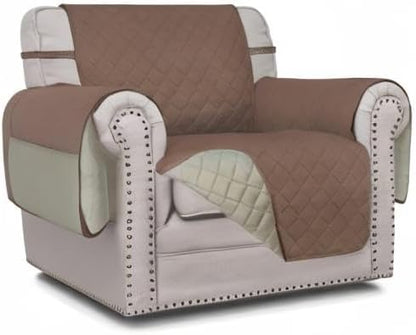 Reversible Couch Cover, 3 Cushion Sofa, Large, Chocolate/Beige | Machine Washable Slipcover For Dogs, Water Resistant Furniture Mat For Living Room, Non-Slip Sofa Cover, Pet Friendly - Colors A