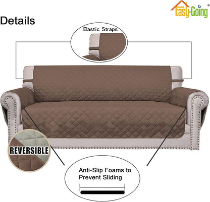 Reversible Couch Cover, 3 Cushion Sofa, Large, Chocolate/Beige | Machine Washable Slipcover For Dogs, Water Resistant Furniture Mat For Living Room, Non-Slip Sofa Cover, Pet Friendly - Colors A