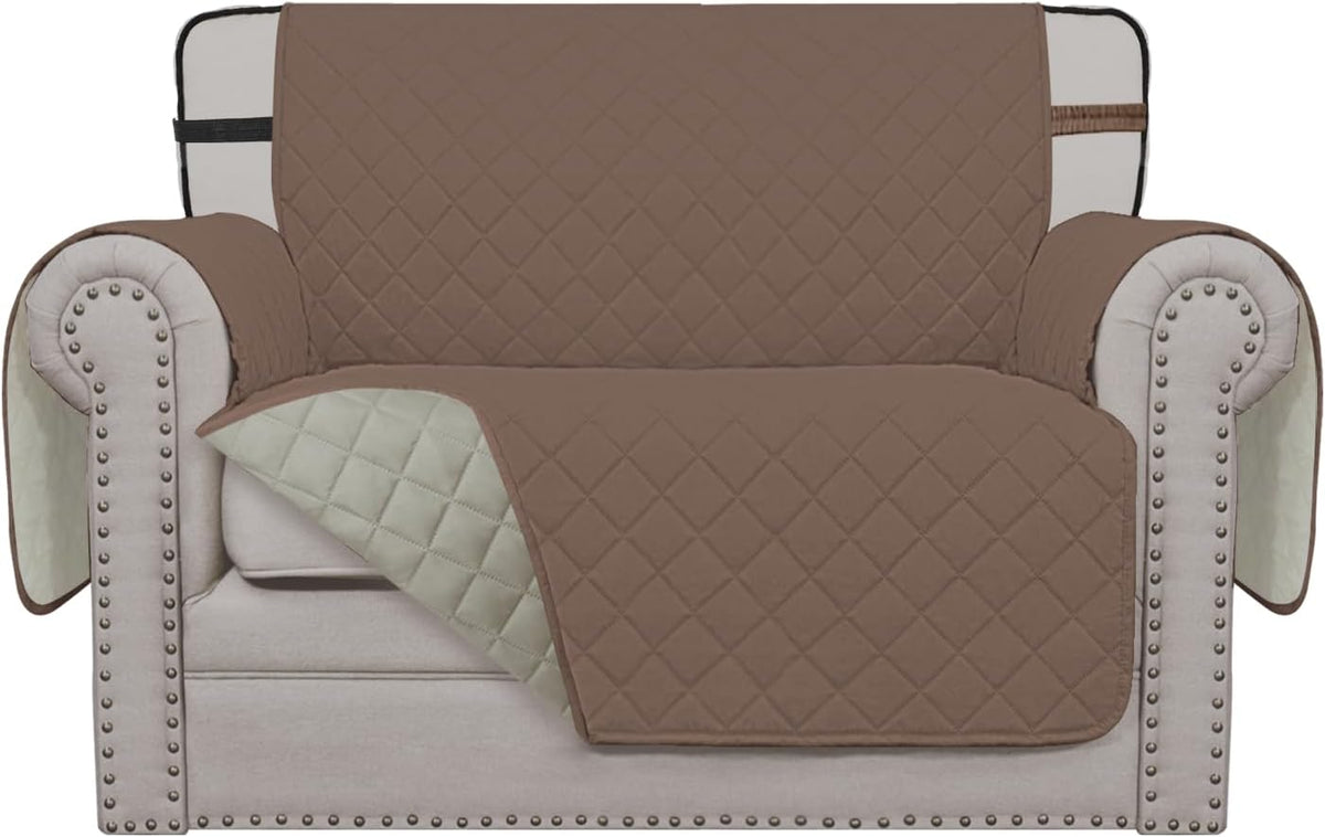 Reversible Couch Cover, 3 Cushion Sofa, Large, Chocolate/Beige | Machine Washable Slipcover For Dogs, Water Resistant Furniture Mat For Living Room, Non-Slip Sofa Cover, Pet Friendly - Colors A
