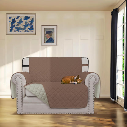 Reversible Couch Cover, 3 Cushion Sofa, Large, Chocolate/Beige | Machine Washable Slipcover For Dogs, Water Resistant Furniture Mat For Living Room, Non-Slip Sofa Cover, Pet Friendly - Colors A
