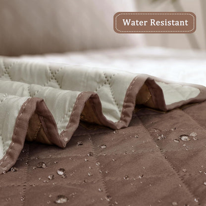 Reversible Couch Cover, 3 Cushion Sofa, Large, Chocolate/Beige | Machine Washable Slipcover For Dogs, Water Resistant Furniture Mat For Living Room, Non-Slip Sofa Cover, Pet Friendly - Colors A