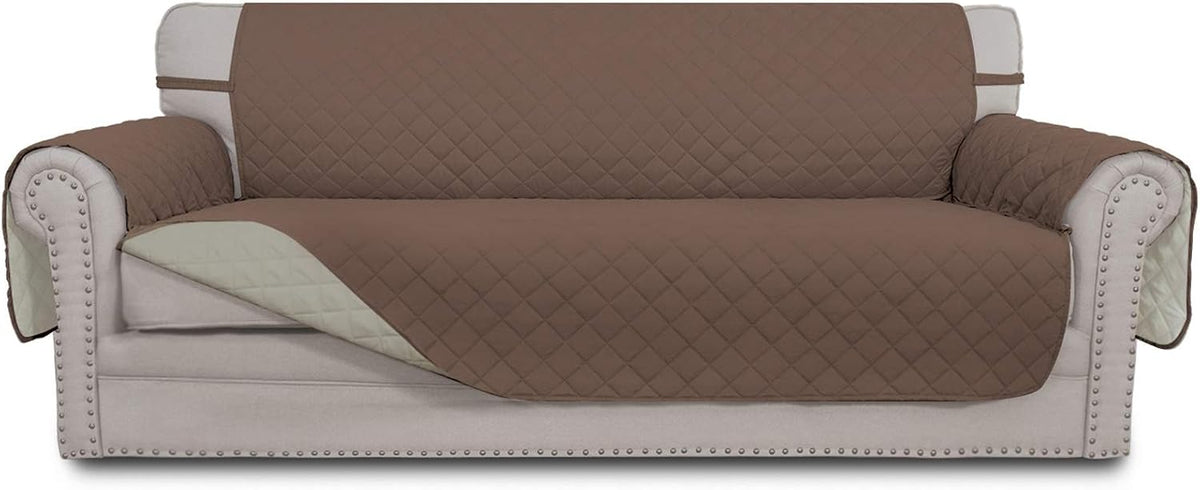 Reversible Couch Cover, 3 Cushion Sofa, Large, Chocolate/Beige | Machine Washable Slipcover For Dogs, Water Resistant Furniture Mat For Living Room, Non-Slip Sofa Cover, Pet Friendly - Colors A
