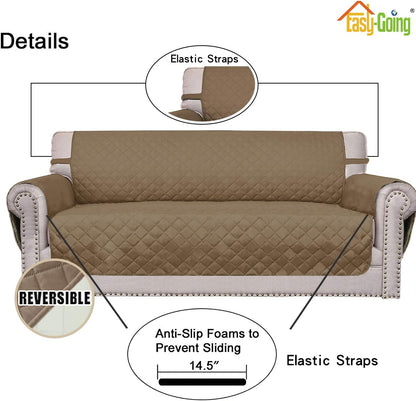Reversible Couch Cover, 3 Cushion Sofa, Large, Chocolate/Beige | Machine Washable Slipcover For Dogs, Water Resistant Furniture Mat For Living Room, Non-Slip Sofa Cover, Pet Friendly - Colors A