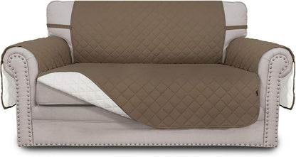 Reversible Couch Cover, 3 Cushion Sofa, Large, Chocolate/Beige | Machine Washable Slipcover For Dogs, Water Resistant Furniture Mat For Living Room, Non-Slip Sofa Cover, Pet Friendly - Colors A