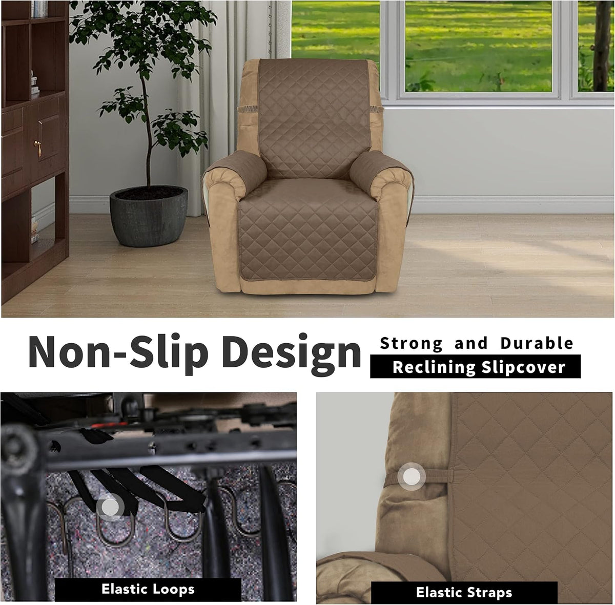 Reversible Couch Cover, 3 Cushion Sofa, Large, Chocolate/Beige | Machine Washable Slipcover For Dogs, Water Resistant Furniture Mat For Living Room, Non-Slip Sofa Cover, Pet Friendly - Colors A
