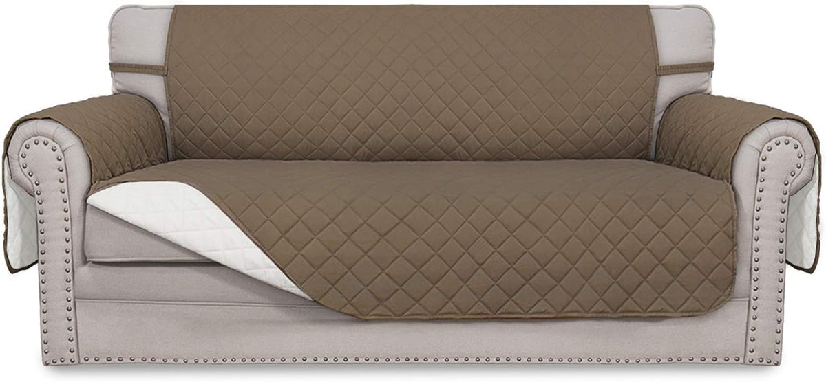 Reversible Couch Cover, 3 Cushion Sofa, Large, Chocolate/Beige | Machine Washable Slipcover For Dogs, Water Resistant Furniture Mat For Living Room, Non-Slip Sofa Cover, Pet Friendly - Colors A