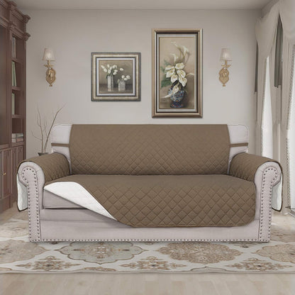 Reversible Couch Cover, 3 Cushion Sofa, Large, Chocolate/Beige | Machine Washable Slipcover For Dogs, Water Resistant Furniture Mat For Living Room, Non-Slip Sofa Cover, Pet Friendly - Colors A
