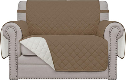 Reversible Couch Cover, 3 Cushion Sofa, Large, Chocolate/Beige | Machine Washable Slipcover For Dogs, Water Resistant Furniture Mat For Living Room, Non-Slip Sofa Cover, Pet Friendly - Colors A