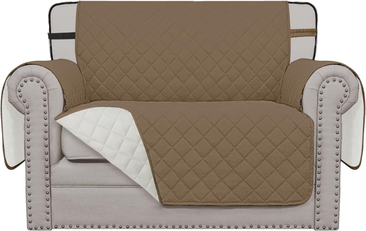Reversible Couch Cover, 3 Cushion Sofa, Large, Chocolate/Beige | Machine Washable Slipcover For Dogs, Water Resistant Furniture Mat For Living Room, Non-Slip Sofa Cover, Pet Friendly - Colors A