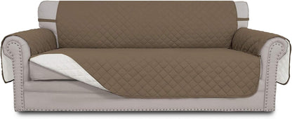 Reversible Couch Cover, 3 Cushion Sofa, Large, Chocolate/Beige | Machine Washable Slipcover For Dogs, Water Resistant Furniture Mat For Living Room, Non-Slip Sofa Cover, Pet Friendly - Colors A