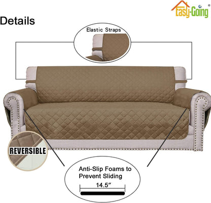 Reversible Couch Cover, 3 Cushion Sofa, Large, Chocolate/Beige | Machine Washable Slipcover For Dogs, Water Resistant Furniture Mat For Living Room, Non-Slip Sofa Cover, Pet Friendly - Colors A