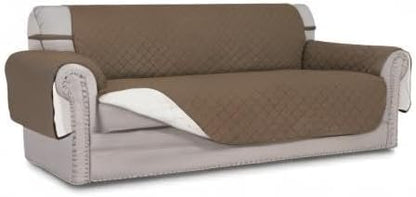 Reversible Couch Cover, 3 Cushion Sofa, Large, Chocolate/Beige | Machine Washable Slipcover For Dogs, Water Resistant Furniture Mat For Living Room, Non-Slip Sofa Cover, Pet Friendly - Colors A