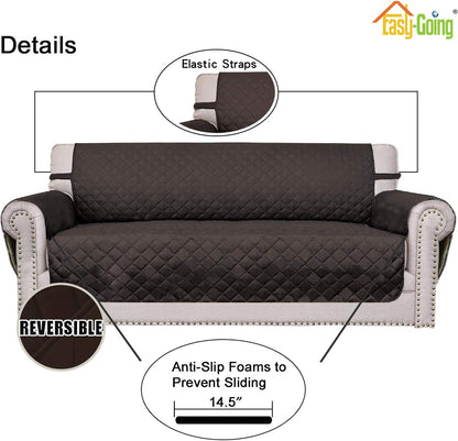 Reversible Couch Cover, 3 Cushion Sofa, Large, Chocolate/Beige | Machine Washable Slipcover For Dogs, Water Resistant Furniture Mat For Living Room, Non-Slip Sofa Cover, Pet Friendly - Colors A