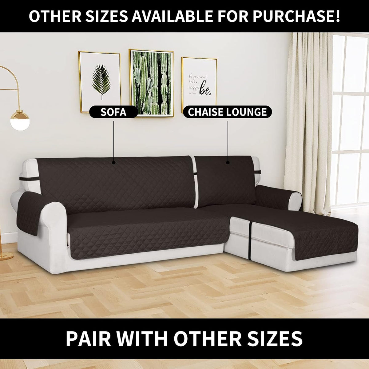 Reversible Couch Cover, 3 Cushion Sofa, Large, Chocolate/Beige | Machine Washable Slipcover For Dogs, Water Resistant Furniture Mat For Living Room, Non-Slip Sofa Cover, Pet Friendly - Colors A