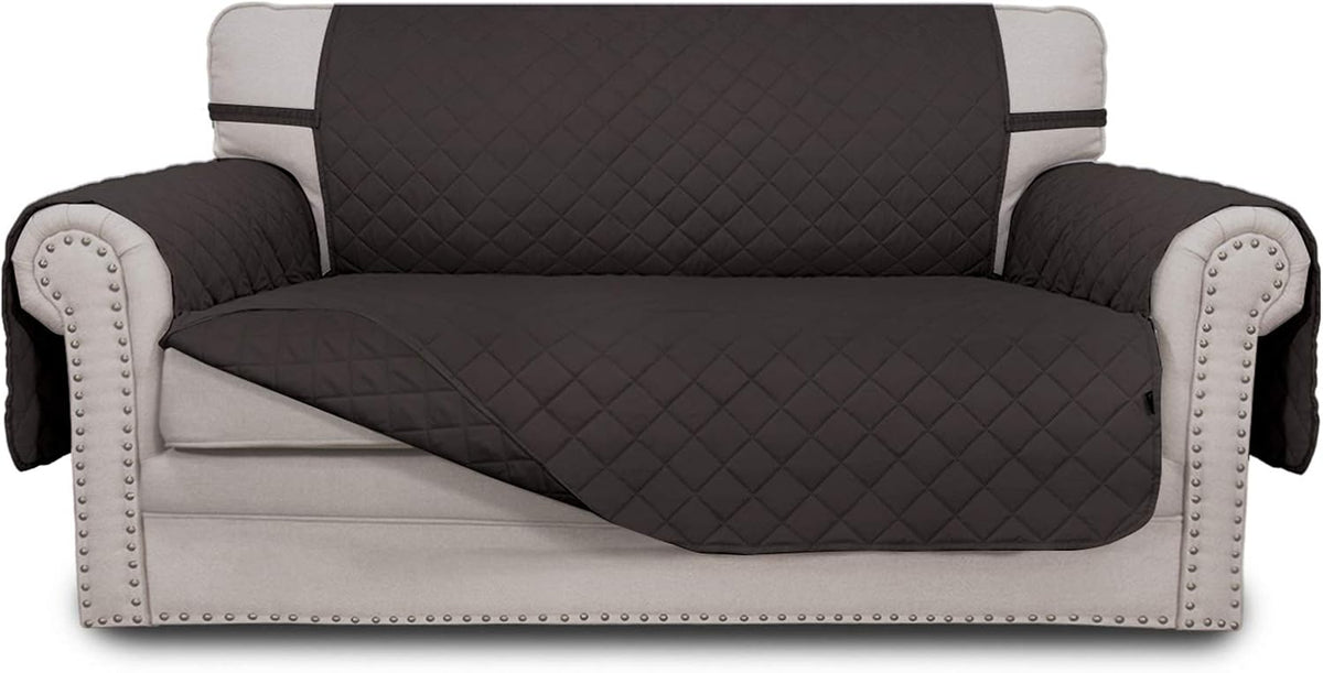 Reversible Couch Cover, 3 Cushion Sofa, Large, Chocolate/Beige | Machine Washable Slipcover For Dogs, Water Resistant Furniture Mat For Living Room, Non-Slip Sofa Cover, Pet Friendly - Colors A