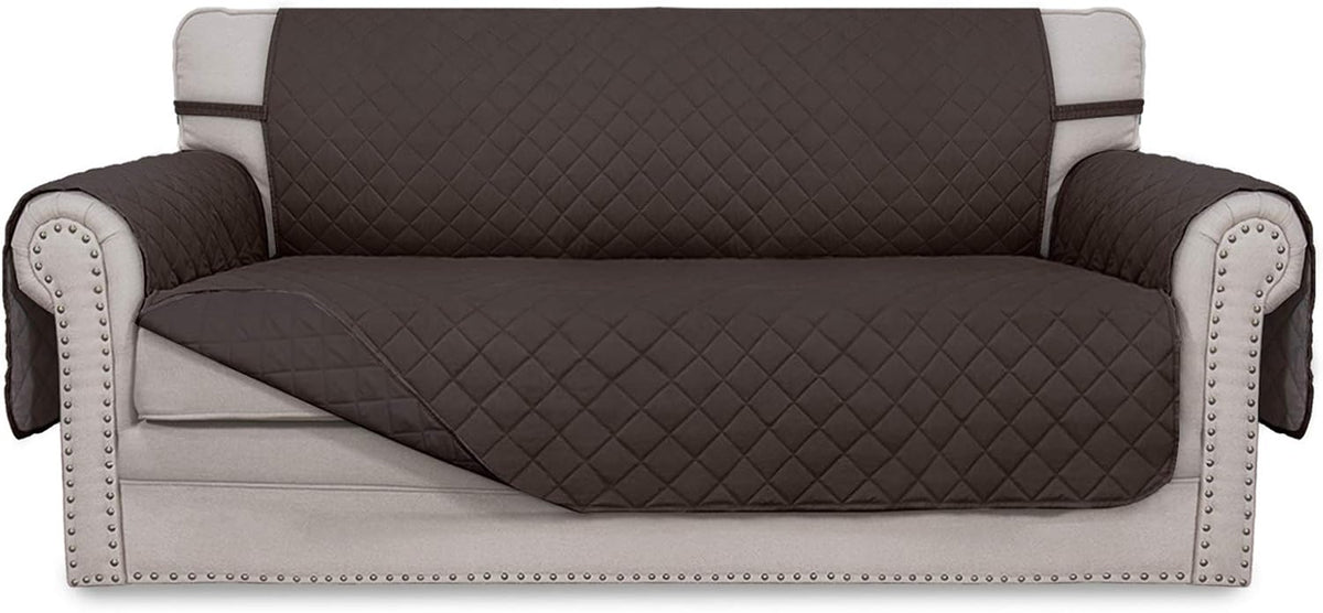 Reversible Couch Cover, 3 Cushion Sofa, Large, Chocolate/Beige | Machine Washable Slipcover For Dogs, Water Resistant Furniture Mat For Living Room, Non-Slip Sofa Cover, Pet Friendly - Colors A