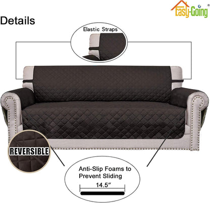 Reversible Couch Cover, 3 Cushion Sofa, Large, Chocolate/Beige | Machine Washable Slipcover For Dogs, Water Resistant Furniture Mat For Living Room, Non-Slip Sofa Cover, Pet Friendly - Colors A